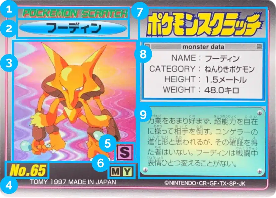 Anatomie Pokémon Tomy Scratch Card Series 2